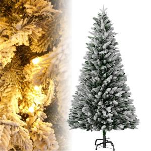 Kunstkerstboom van 150 cm in premium kwaliteit met warmwitte ledlampen, realistische takken van PE + pvc en metalen standaard, herbruikbare kerstdecoratie