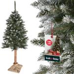 Kunstkerstboom, sneeuw, 160 cm, diamantsparrenboom op een houten stam met plastic standaard, kerstboom, kunstboom, kunstboom, kerstboom