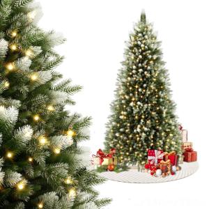 Kunstkerstboom van pvc, 150 cm, premium kwaliteit met led- en houten standaard, realistisch uitziende dennenboom, onderhoudsvriendelijke kerstboom voor feestelijke decoratie