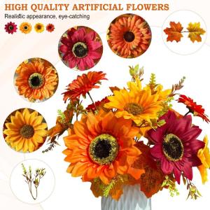 Kunstzonnebloemen, decoratie, kunstbloemen, 8, oranje, 40 cm