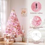Kunstkerstboom, 154 cm, roze, dennenboom met 398 takken, opvouwbare metalen standaard, herbruikbare kerstboom, kunstboom voor kerstdecoratie