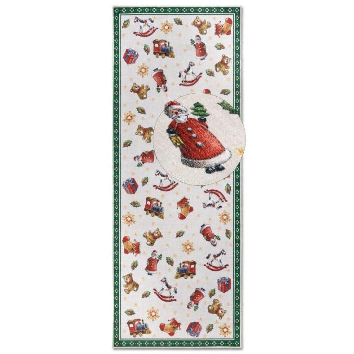 Design tapijt Nostalgic - Toy's Delight - kerstboomdeken, kerstboom en kerstboom loper voor woonkamer, slaapkamer, eetkamer, hal - groen multikleuren, 80x200 cm