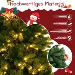 Kunstkerstboom, verlichte led-kerstboom, 180 cm, met 1180 PE-pvc-punten en metalen standaard, 360 warme ledlampen en 8 lichtmodi, snelle montage met klapsysteem en houten standaard