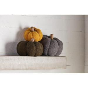 Pumpkin Décor, Gray, Large Shearling Fablic Kürbis-Dekor, Grau, Größe L, 10" x 10" Dia