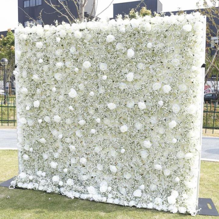 White Baby's Breath Rose Simulation Blumenwand Hintergrundwand, 5D Stoff Hintergrund Blumenwand Hochzeitsdekoration Wand Für Fotohintergrund Home Party Hochzeitshintergrund(3.28ft