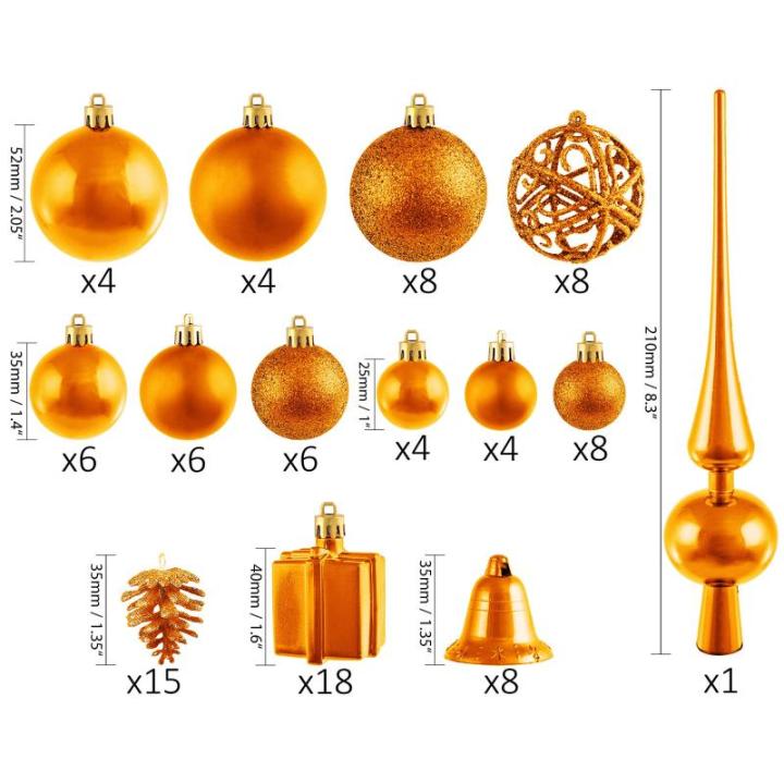 Set met boompiek, 101-delig, kerstboomversiering