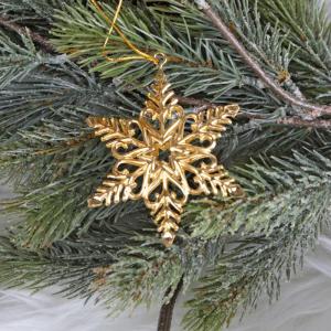 9 kerst gouden boom ster sneeuwvlok kerstdecoratie cadeau boomversiering Kerstmis give-away 6-8 cm