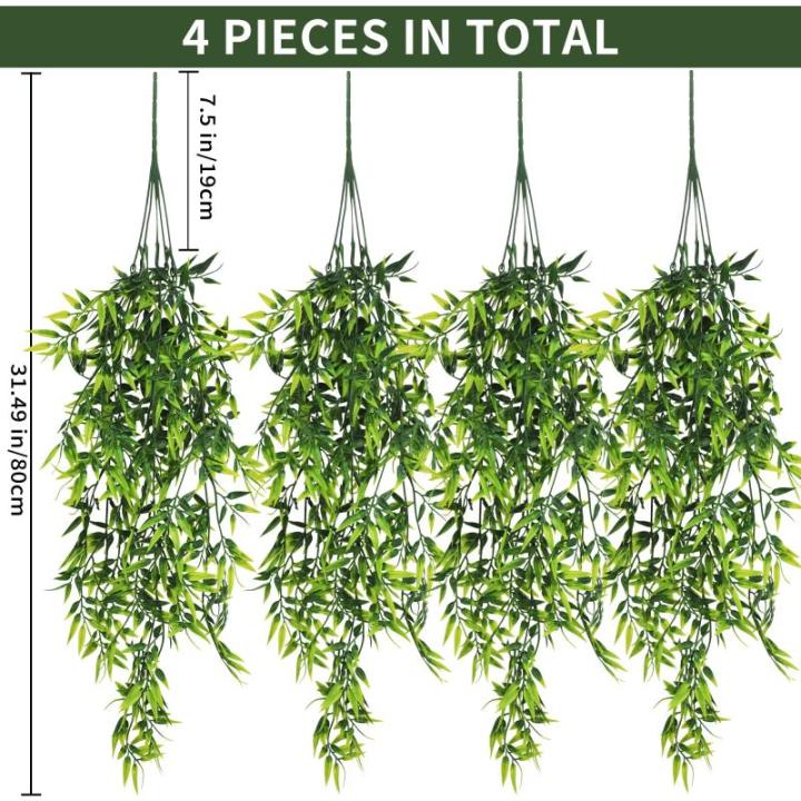 4 stuks , hangende , , plastic groene plant, hangende plastic planten voor binnen en buiten, balkon, bruiloft, tuin, wanddecoratie, bamboebladeren, 80 cm