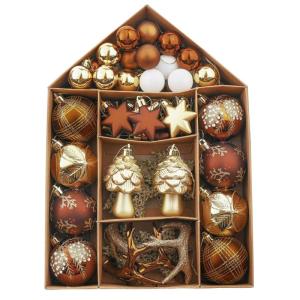 70st 3-10cm gouden koper, kerstboom hangende decoratie, kerstboom ster ornament, huis vormige kraftpapier geschenkdoos