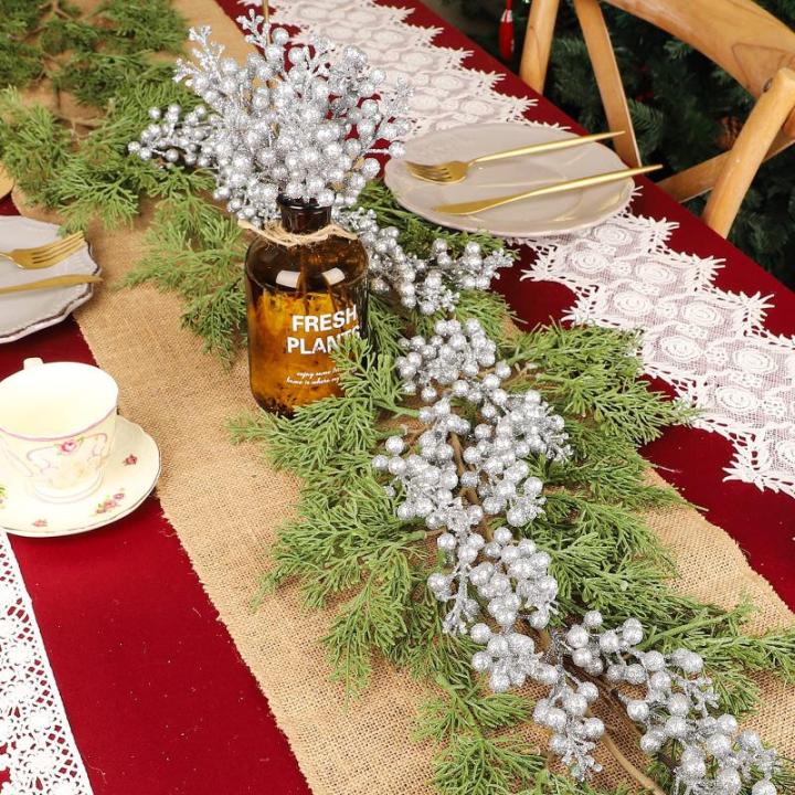 Kunstbessen kerstdecoratie, 24 stuks kunstbessendecoratie, kunstbessentakken voor kerstboom, decoratie, handwerk, bruiloft, vakantie, winterdecoratie, zilverkleurig