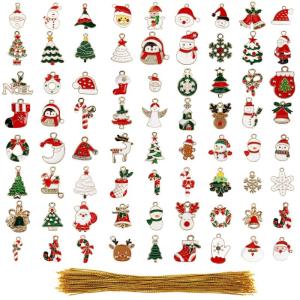 72 Pak Hangende Miniatuur Kerst Ornamenten - Mini Metalen Xmas Figuren voor DIY Hobby & Kerstboom Decoratie - Bevat Sneeuwpop, Kerstman, Bellen, Sneeuwvlokken en Meer