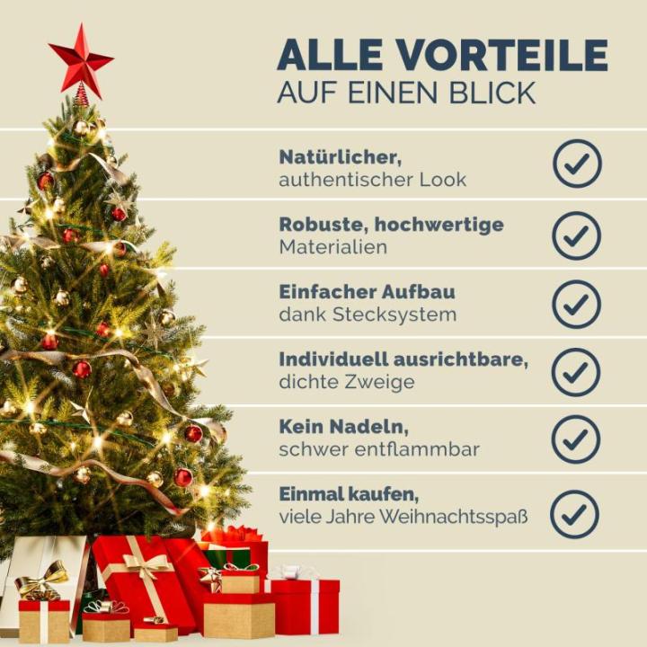 Kerstboom Premium kunstmatig L 150x90cm houten kerstboomstandaard natuurgetrouw dichte takken spuitgegoten PVC mix Kerstmis dennenboom groen