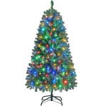 Kunstkerstboom met ledverlichting, 152,5 cm, met 396 takken en 200 warmwitte en meerkleurige lampen, 9 lichtmodi, inklapsysteem, kerstboom, dennenboom, kunstboom, groen