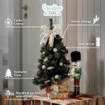 Kerstboom, gedecoreerd, crèmekleurig, hoogte 40 cm, kleine kunstkerstboom, mini-dennenboom, voor tafel, bureau, kantoor, binnen en buiten, kerstdecoratie, cadeau