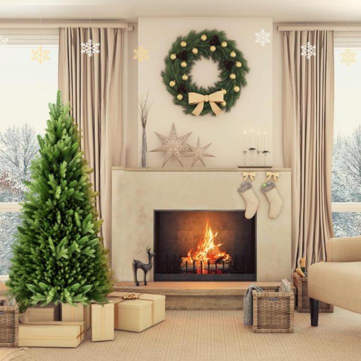 Kunstkerstboom 150 cm premium dennenboom kunstgroen PVC, levensechte spuitgietelementen, edelspar snel op te bouwen, brandbaar, incl. kerstboomstandaard (1,5 m)