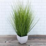 Isolepsis Kunstplant met witte bloempot, kunstplant, kamerplant, decoratieve plant, kunstbloemen, 60 cm, kunstplant