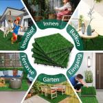 Grasfliese Set 30x30cm, Kunstrasen Rasenteppich Outdoor, 4cm Dicke, PE-Material, immergrün Grasmatte, künstlicher Rasen Bodenbelag für Terrasse, Balkon, Rasenfliesen Bodenbelag,