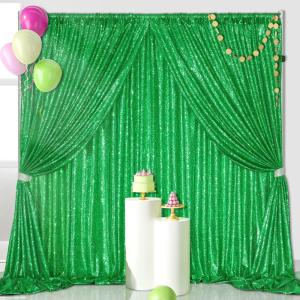 Pailletten-Hintergrundvorhänge, Fotohintergrund: grüner transparenter Stoffpaneel, Weihnachten, Hochzeit, Vorhänge, 2 Stück, 1,2 x 2,4 m, Pailletten-Wandbogen Drapierung