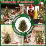 60 cm mini-kerstboom, kunstkerstboom met verlichting, kunstmatig PE-materiaal, kerstboom met 30 warmwitte leds, dennenappels en rode bessen voor Kerstmis