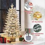 94 cm mini-kunstkerstboom met sneeuw, ingepot dennenboom met 50 leds in warm wit en 355 takpunten, met sneeuw bedekte kleine kerstboom