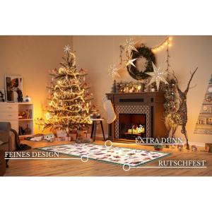 Design tapijt Nostalgic - Toy's Delight - kerstboomdeken, kerstboom en kerstboom loper voor woonkamer, slaapkamer, eetkamer, hal - groen multikleuren, 80x200 cm