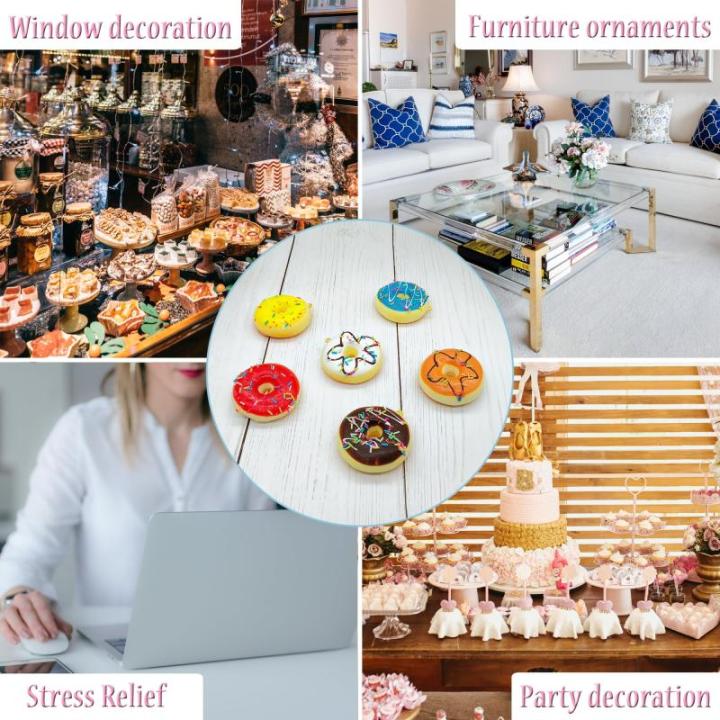 6 stuks Realistische Kunstmatige Donuts Nep Donuts Model Realistisch Kunstvoedsel Kunsteten Kunstmatige Taart Simulatie Donuts Kunstmatige Voor Bruiloft Fotografie Voedsel Props (6