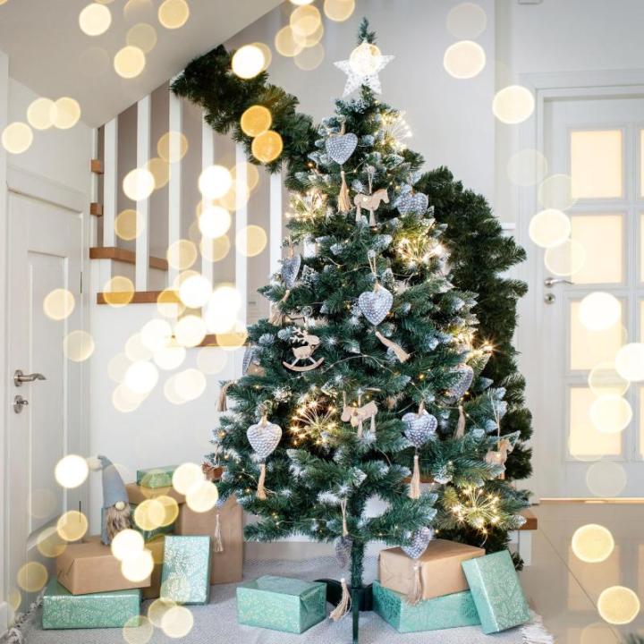 Kunstkerstboom, 180 cm, Made in EU, realistische kerstboom van pvc-folie, natuurgetrouwe kerstboom, kunstdennenboom met stevige plastic standaard, kunstdennen, Emma, 180 cm