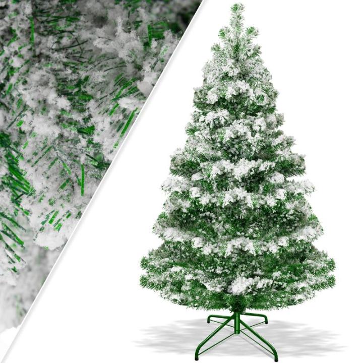 Kunstkerstboom 180 cm met 588 punten, dennenboom kunstmatig edelspar snel op te bouwen incl. kerstboomstandaard, kerstdecoratie - sneeuw 1,8 m