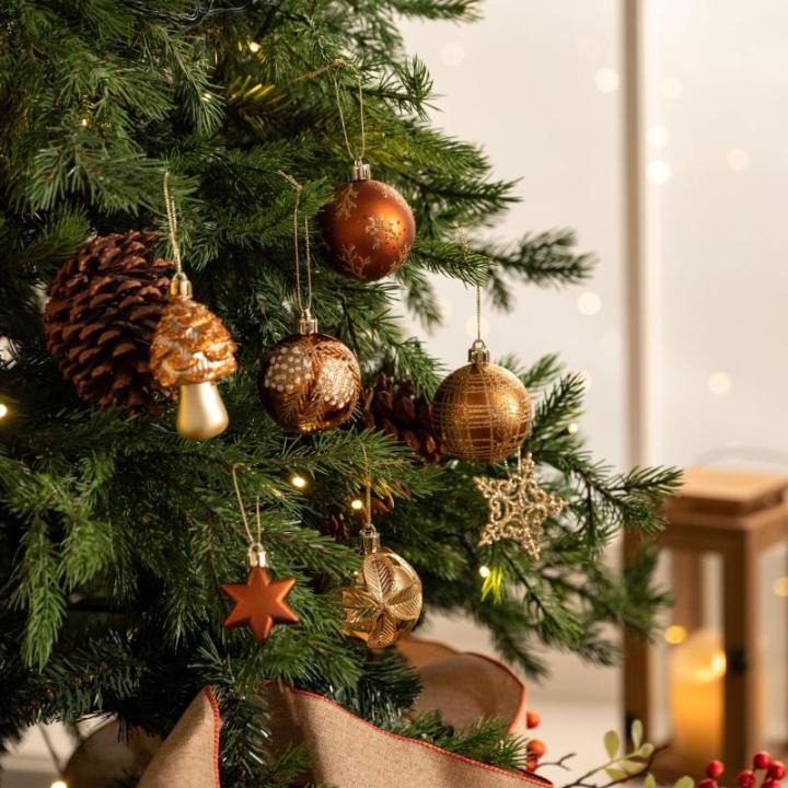 70st 3-10cm gouden koper, kerstboom hangende decoratie, kerstboom ster ornament, huis vormige kraftpapier geschenkdoos