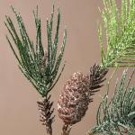 Kerstdennentak, geeist met glitter, 58 cm, kunstdennentak met natuurgetrouwe dennenappels en naalden, kerstdecoratie, tafeldecoratie voor Kerstmis, kerststuk