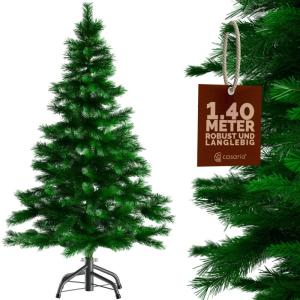 Kunstkerstboom, 140 cm, mix pvc, spuitgietwerk, PE met standaard, 470 takpunten, ziet eruit als echt snel op te bouwen, kerstdecoratie, dennenboom, kerstboom, groen