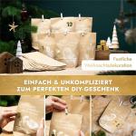 Adventskalender om te vullen, 24 papieren adventszakjes (met houten knijpers) om te knutselen voor Kerstmis, papieren kerstzakjes met cijferstickers