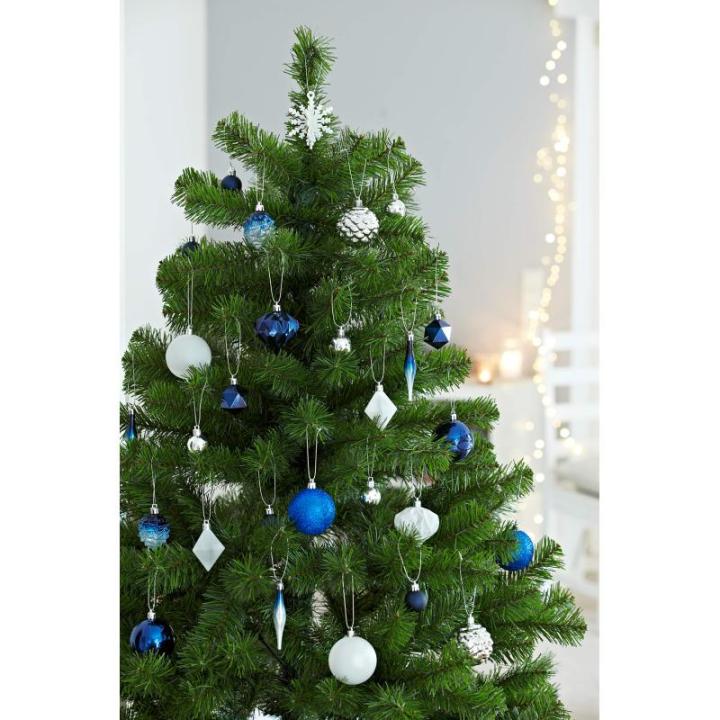 Set van 29 - kerstversiering blauw zilver wit om op te hangen - kunststof kerstboomversiering