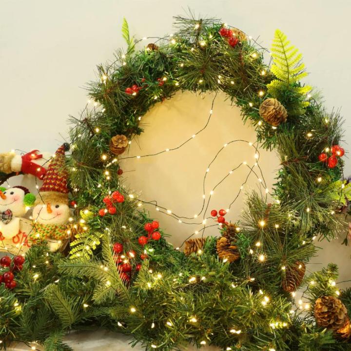 Lichtsnoer, koperdraad, stroom, 20 m, 400 leds, warmwit, kerstverlichting, voor buiten, 8 modi, waterdicht, kerstverlichting voor feest, , kamer, tuin, balkon, bruiloft, kerstdecor