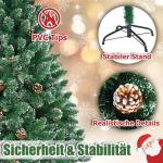 Kunstkerstboom, 210 cm, pvc, met sneeuweffect, dennenappels, kerstboom met snel op te bouwen, klapsysteem, brandvertragende kunstdennenboom met metalen standaard