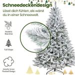 Künstlicher Weihnachtsbaum 210cm Tannenbaum mit LEDs Christbaum aus 100% neuem PVC mit Schnee Weihnachtsbäume mit 700 Spitzen und Metallständer Weihnachtsdeko Geschenk für Fami