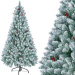 Kunstkerstboom 200 cm, kunstkerstboom met 1100 takken, met rode bessen en dennenappels, voor kerstversiering