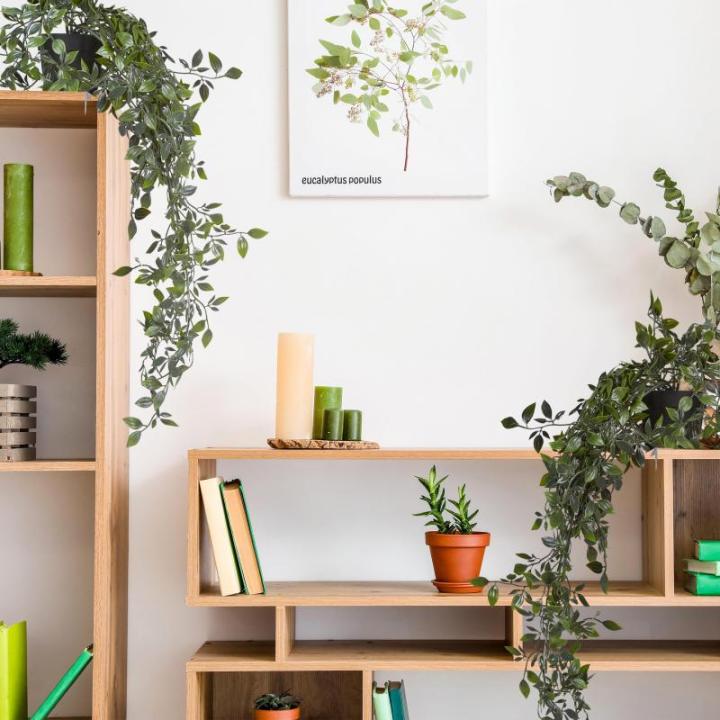 kunstplant hangplant met pot, set van 2, namaakplanten, realistische nepplanten, HxØ: 60 x 20 cm, groen/zwart