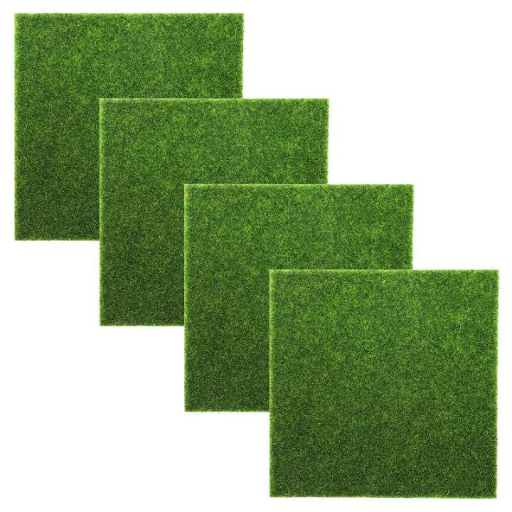 4 stuks kunstgras miniatuurtuin, 15 x 15 cm, kunstgras tapijt, miniatuurtuin, kunstgras versiering, mos, doe-het-zelf decoraties, miniatuur ornament kabouterhuis