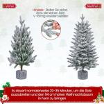 94 cm mini-kunstkerstboom met sneeuw, ingepot dennenboom met 50 leds in warm wit en 355 takpunten, met sneeuw bedekte kleine kerstboom