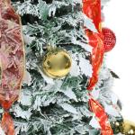 Künstlicher, vordekorierter, beleuchteter Pop-up-Weihnachtsbaum mit hängenden Kugeln für Weihnachtsdekoration (Gold und Rot)
