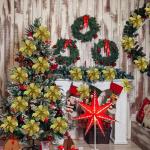 Weihnachtsblumen Künstlich, Weihnachtsbaum Blumen Mit 15 Clips, Glitzer Blumen Weihnachten, Künstliche Blumen für Weihnachten (Gold)