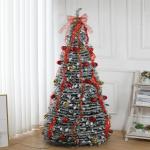 Künstlicher, vordekorierter, beleuchteter Pop-up-Weihnachtsbaum mit hängenden Kugeln für Weihnachtsdekoration (Gold und Rot)