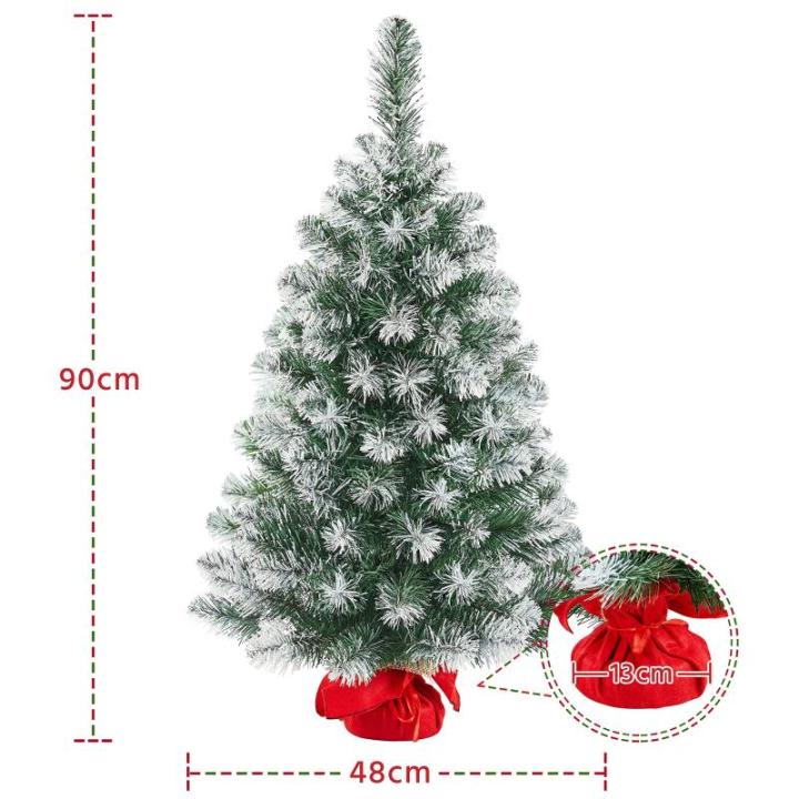 90 cm kerstboom met sneeuw, mini kunstkerstboom, tafel-kerstboom, kerstdecoratie, materiaal pvc, incl. cementbasis