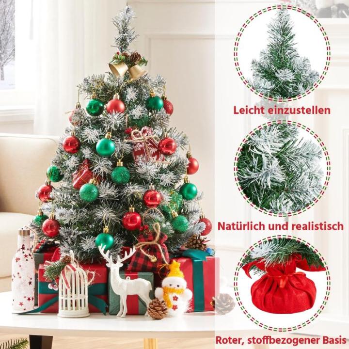 Kunstkerstboom, snelle montage, incl. kerstboomvoet, kerstboom, witte sneeuw voor tafel, kantoor