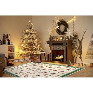 Design tapijt Nostalgic - Toy's Delight - kerstboomdeken, kerstboom voor woonkamer, slaapkamer, eetkamer, hal - groen meerkleurig, 160 x 230 cm
