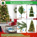 180cm Künstlicher Weihnachtsbaum mit 595 Grün PVC Spitzen & 355 Grün PE Spitzen Tannenbaum Christbaum mit Holzständer & Warmweiß LEDs für Weihnachten, Halloween, Hochzeit (oh