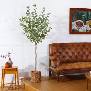 Eucalyptus Kunstplant, 180 cm, eucalyptus, decoratie voor binnen en buiten, moderne decoratie, , plastic planten in pot, voor thuis, slaapkamer, kantoor, tuin (1 stuks)