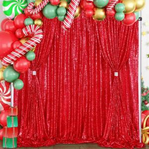 Roter Pailletten-Hintergrund, Vorhang-Hintergrund: 1 Stück, 1,2 x 2,4 m, glänzende Hintergrundvorhänge, rote Glitzer-Vorhänge für Hochzeit, Party, Geburtstag, Hintergrunddekor