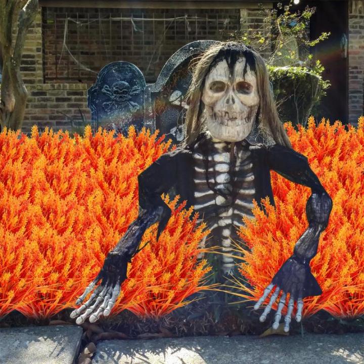 Kunstbloemen, 6 bundels voor buiten, met bloemen, uv-bestendig kunststof, herfstplanten voor tuin, raam, veranda, balkonplanten, herfstdecoratie